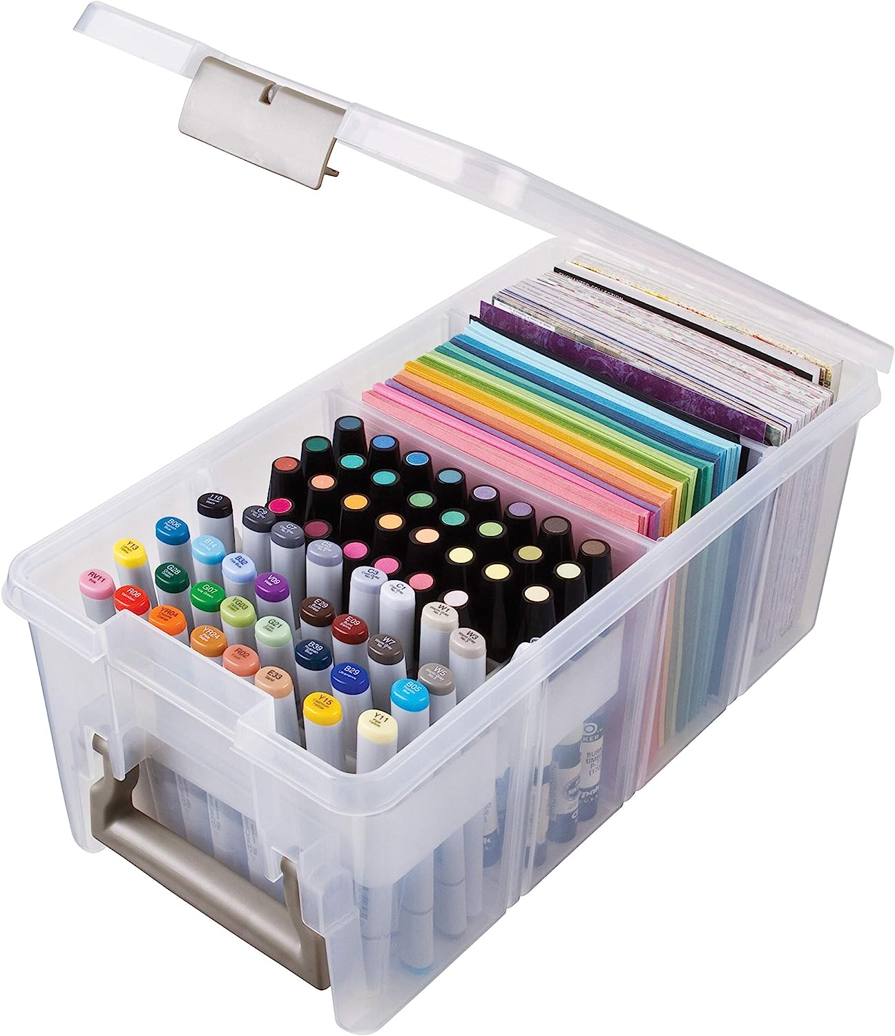 ArtBin 6934AB Satchel with Marker Tray, Art & Craft Organizer, [1] Plastic Storage Case, Clear, Semi, 0 - Image 4
